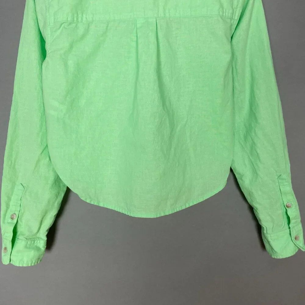 Universal Thread Crop Top Light Neon Green Cotton Linen Size XS‎ Long Sleeves